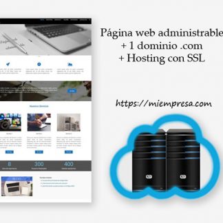 paquete de página web administrable + dominio + hosting